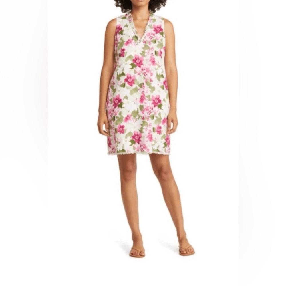 Tommy Bahama Heavenly Blooms Floral Linen Dress in Petal Pink